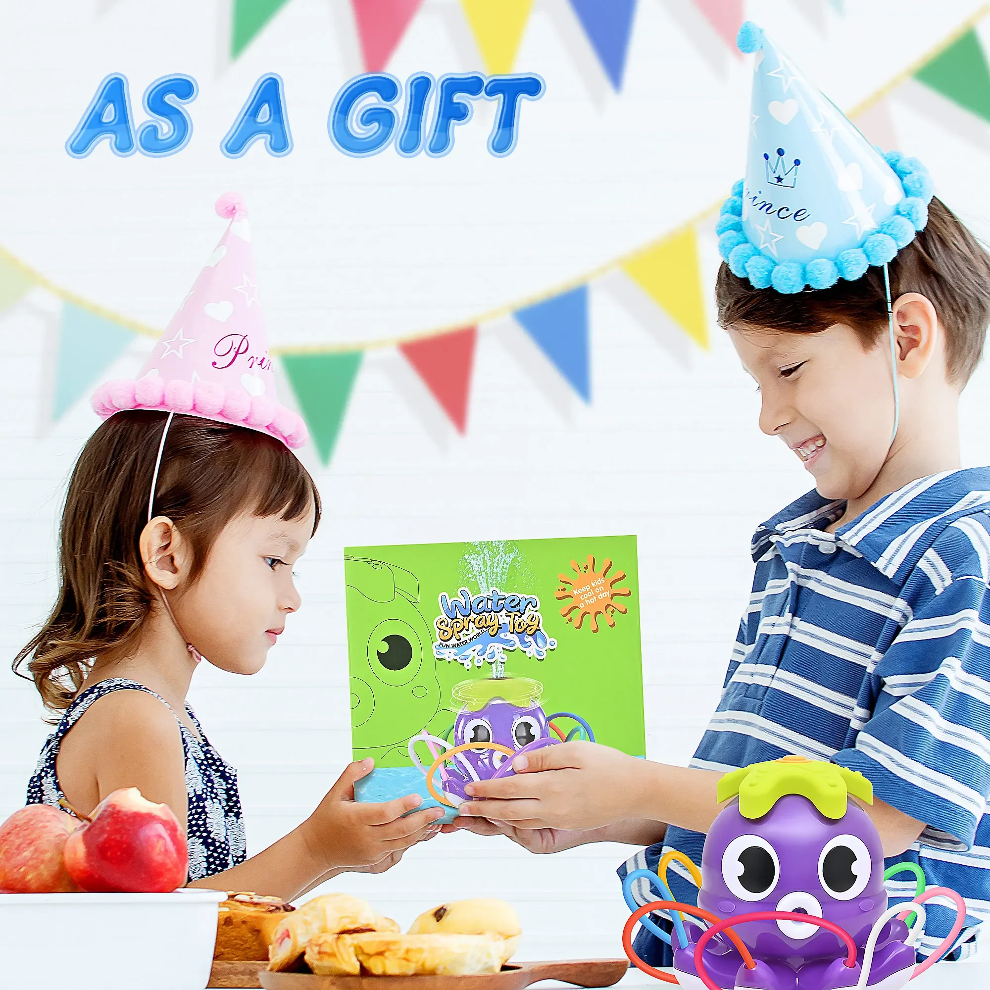 Summer Water Toy Sprinkler Rotating Spray Outdoor Games for Kids Garden Backyard Yard Cartoon Splash Baby Bath Toys Gift