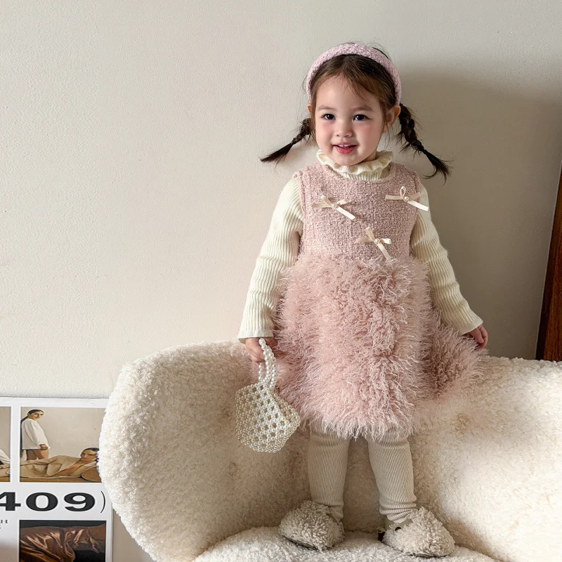 

Children's Cotton Padded Winter Dress for Girls, Princess Dress for One-Year-Old Baby Girls