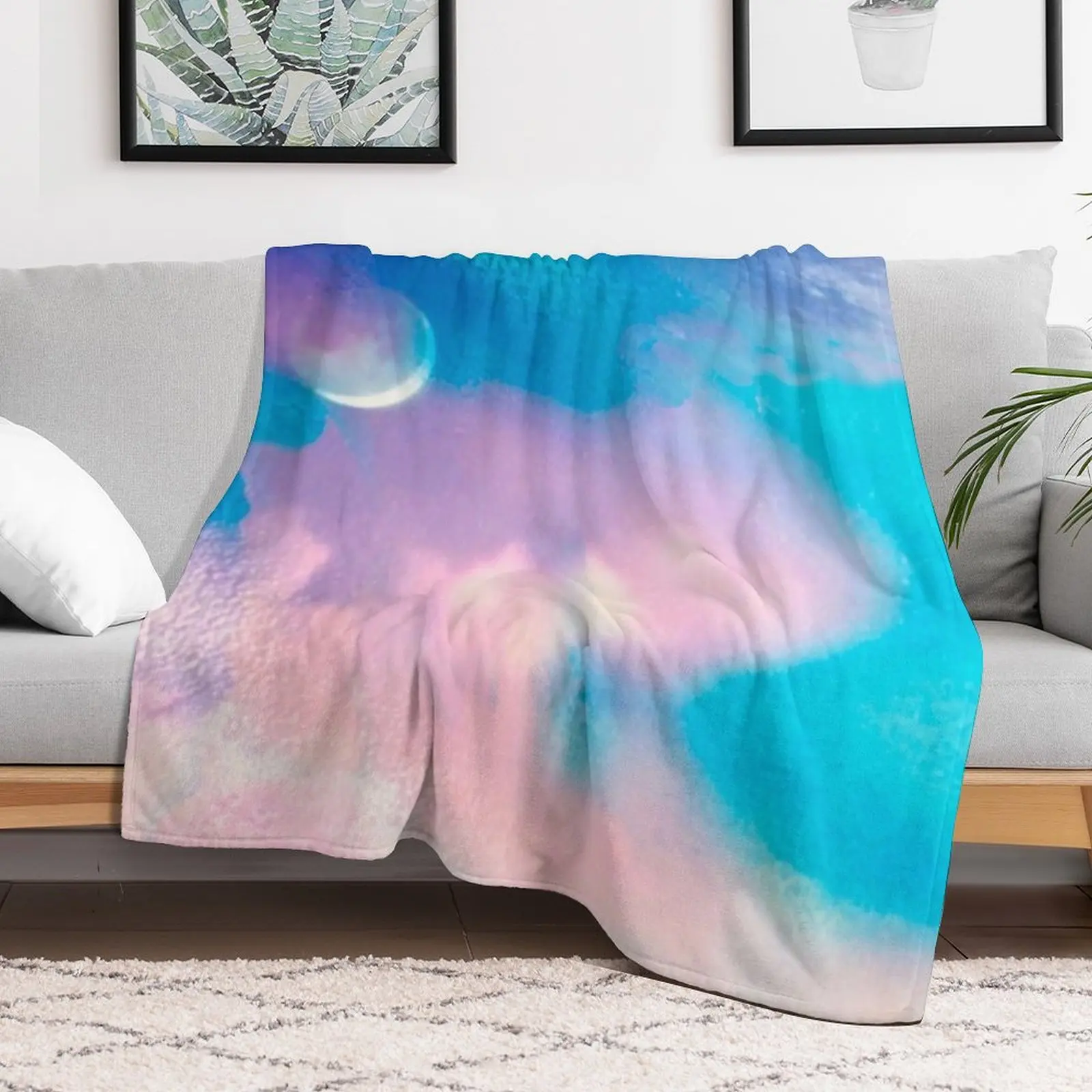 Aquarius Moon Throw Blanket Sofa Throw Retros Plush Blankets