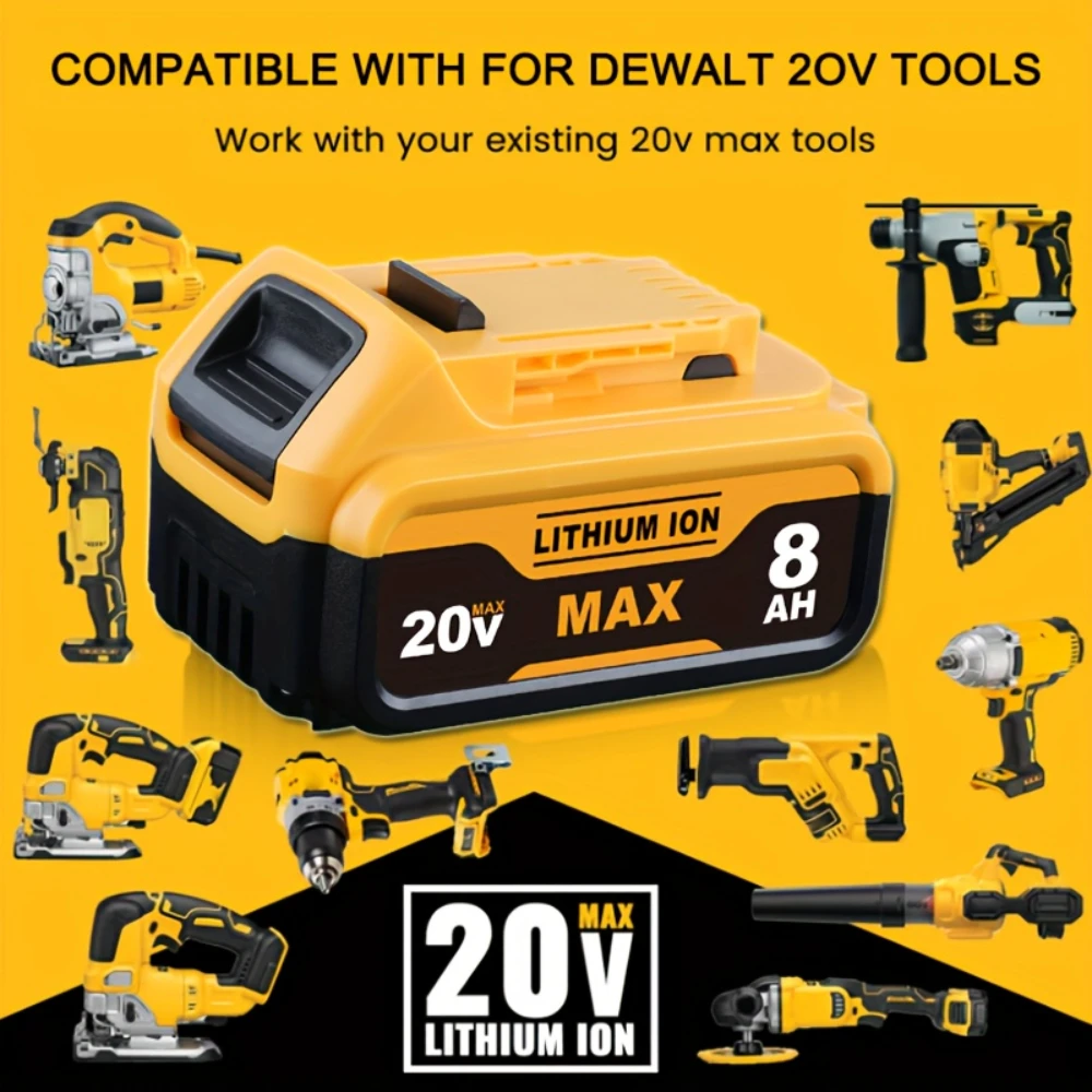 

New Probty For Dewalt DCB200 20V 8000mAh Replacement Battery Compatible with For Dewalt 20V 18 v and 20 Vot Tools For Dewalt