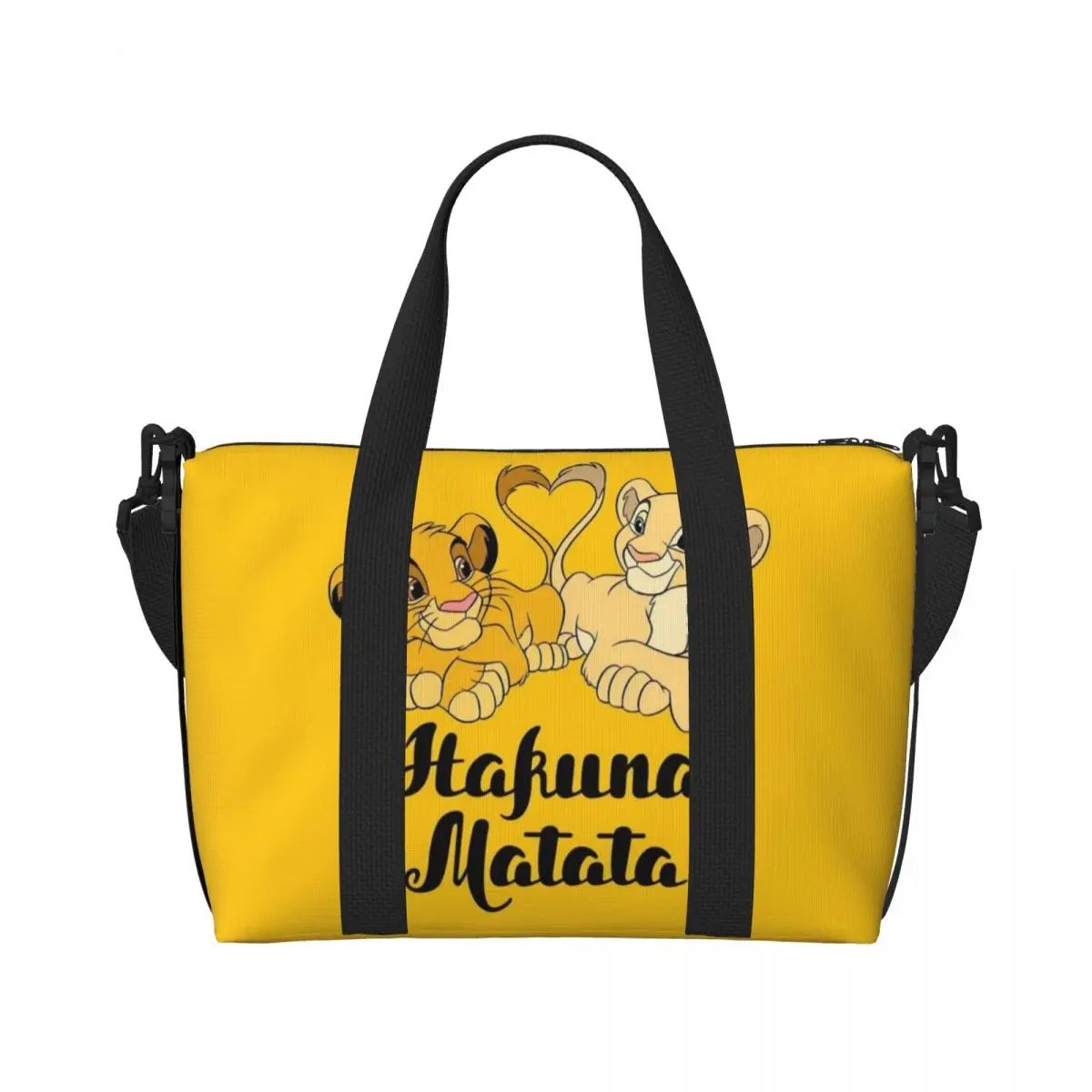 Custom The Lion King Simba Mufasa Beach Tote Bag for Women Extra Large Gym Carry On Travel Shopping Bags