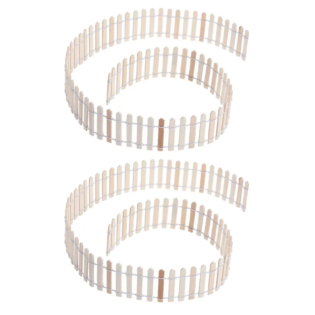 

2Pcs Wood Mini Fence Flexible Bendable Design for DIY Mini Farm Garden Micro Potted Landscape Decor Miniature Fence