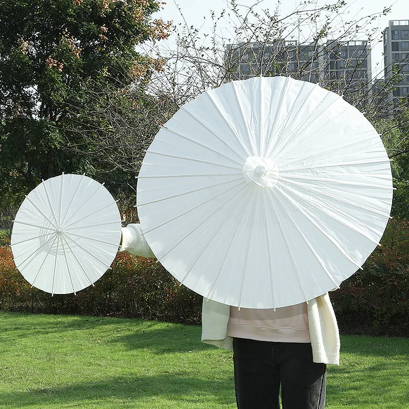 Weiße Papier-Sonnenschirme Chinesische Ölpapier-Deko DIY-Malerei Bambus-Schirme Hochzeit Brautparty Foto-Requisiten – Detail 8