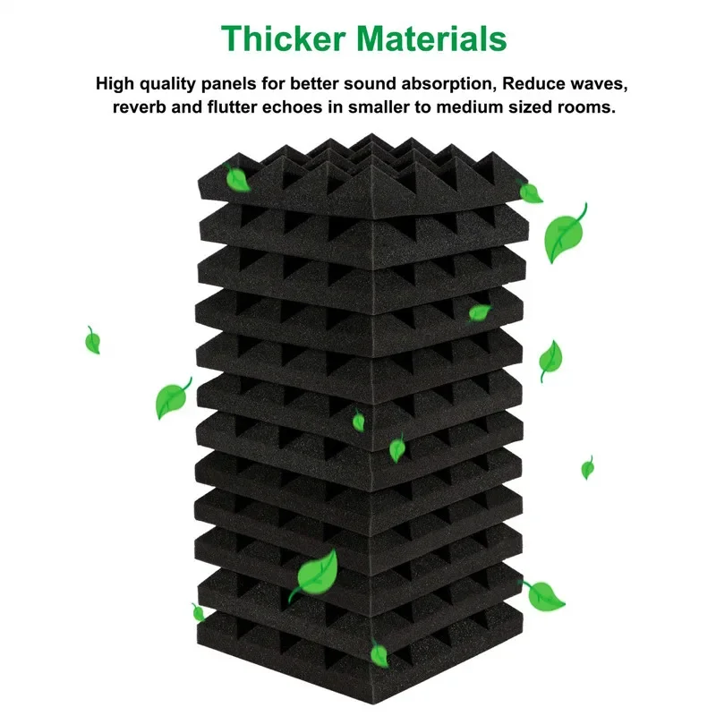 Make Friend 60Pcs 250x250x50mm Studio Acoustic Soundproof Foam Pyramid Sound Absorption Noise Insulation Treatment Panels