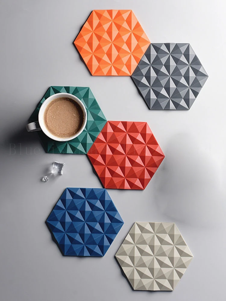 Silicone Mold Concrete Epoxy Coaster Making DIY Decorative Wall Sticker Rhombus Design Cement Gypsum Clay Mould