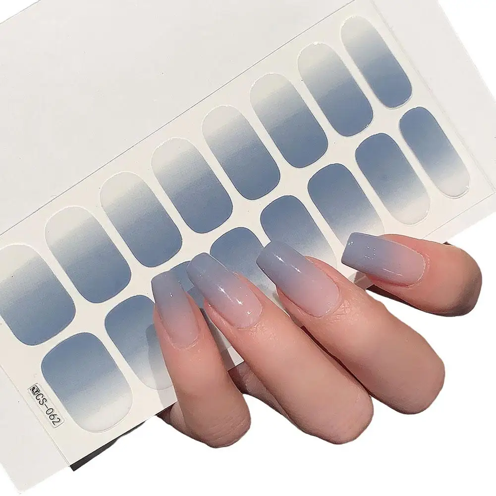 4 Teile/satz Backen Kostenloser Solide Gradienten Volle Abdeckung Nagel Aufkleber Patch Streifen Nagellack Streifen Wraps für Frauen Maniküre Dekoration