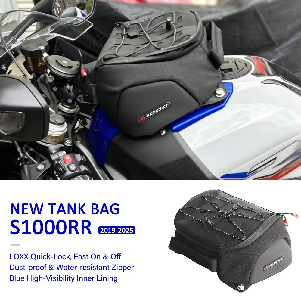 Motorcycle Fuel Tank Bag For BMW S1000RR S1000 RR 2019-2025 LOXX Quick Lock Waterproof Luggage Storage Sport Bag Black