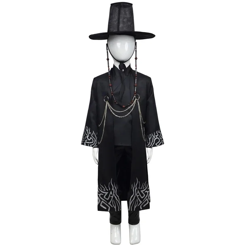 Kinder Jinu Cartoon Dämon Hunter von KPop Saja Jungen Roleplay Schwarz Kostüm Hut Kopfbedeckung Set Halloween Karneval Party Anzüge gh;0