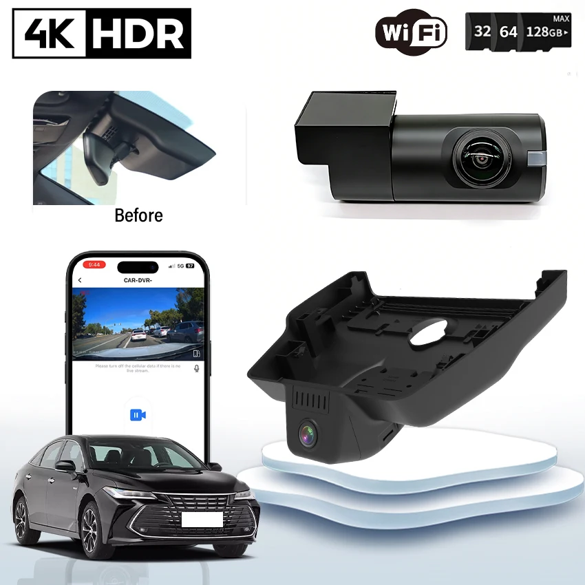 

Plug and play UHD 4K 2160P Dash Cam for Car Camera Recorder Dashcam WIFI Car Dvr Recording Devices For Toyota Avalon 2019-2025