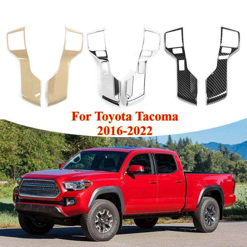 

2PCS ABS Carbon Fiber Steering Wheel Button Cover Trim for Toyota Tacoma 2016-2022 Car Interior Accessories