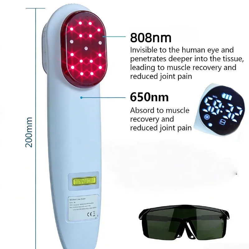 B Cure Professional 650nm 808nm Dual Wave Cold Laser, Handheld Physical Therapy Machine for Back Neck Joint Pain Relief Home