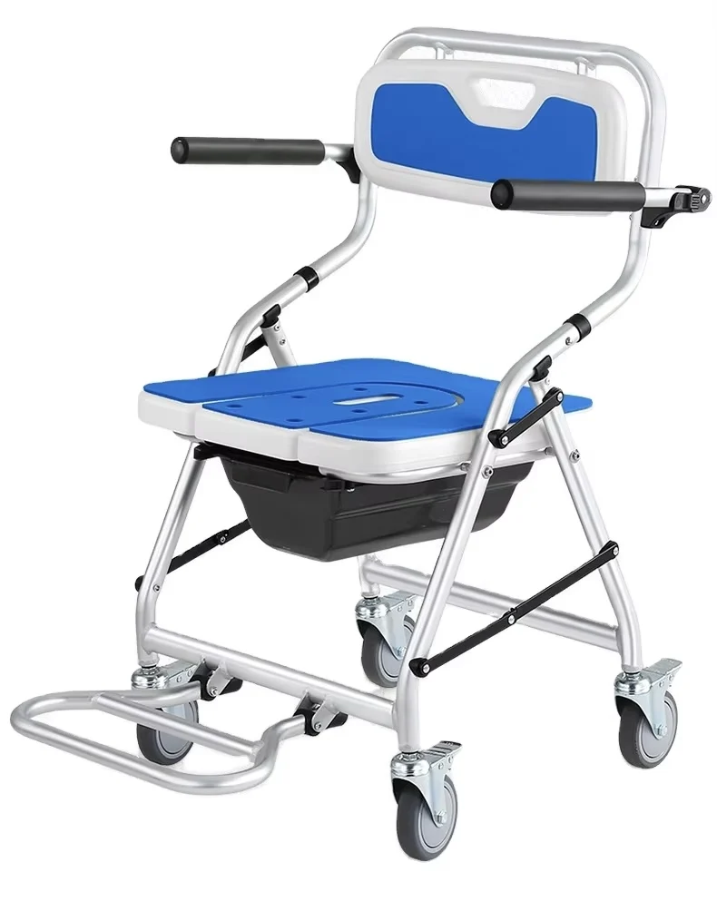 

China Manufacturer Adjustable Aluminum Alloy Bathroom Shower Chair with Hollow Seat Shower Chair for Elderly and Disabled