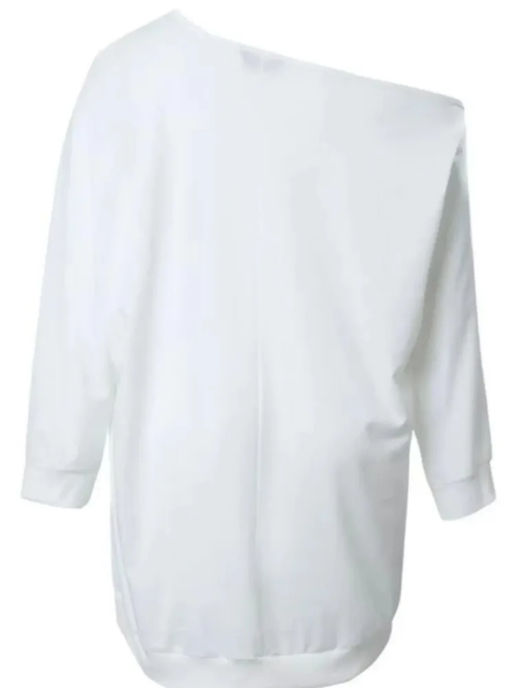 เดรสแฟชั่นผู้หญิงทรงหลวมสำหรับฤดูใบไม้ร่วง ลายพิมพ์ กระดุมโลหะ คอเฉียง