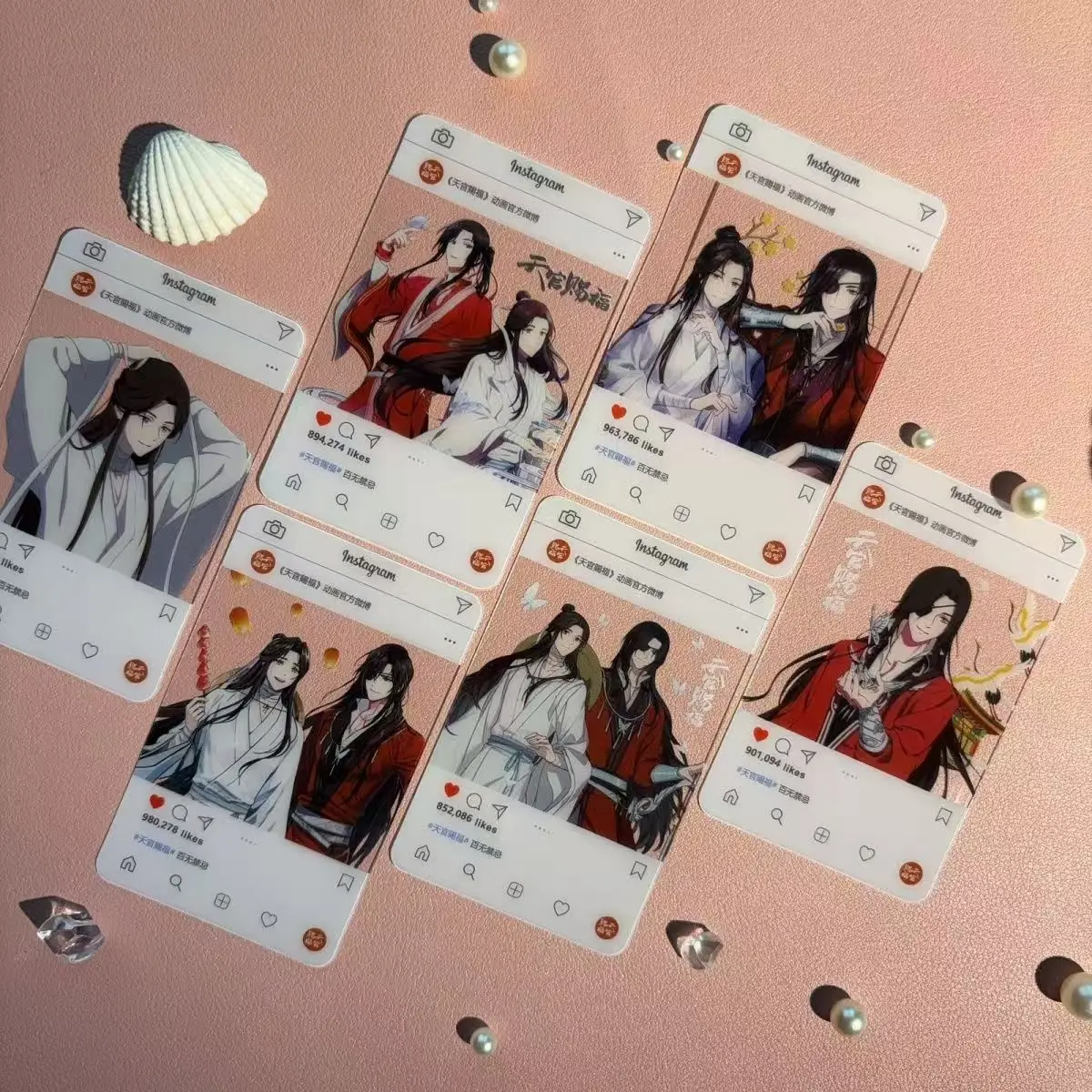 6Pcs/Set Anime Tian Guan Ci Fu Xie Lian Hua Cheng Three-Inch Photo Props Cartoon Pvc Transparent Card Heaven Official's Blessing