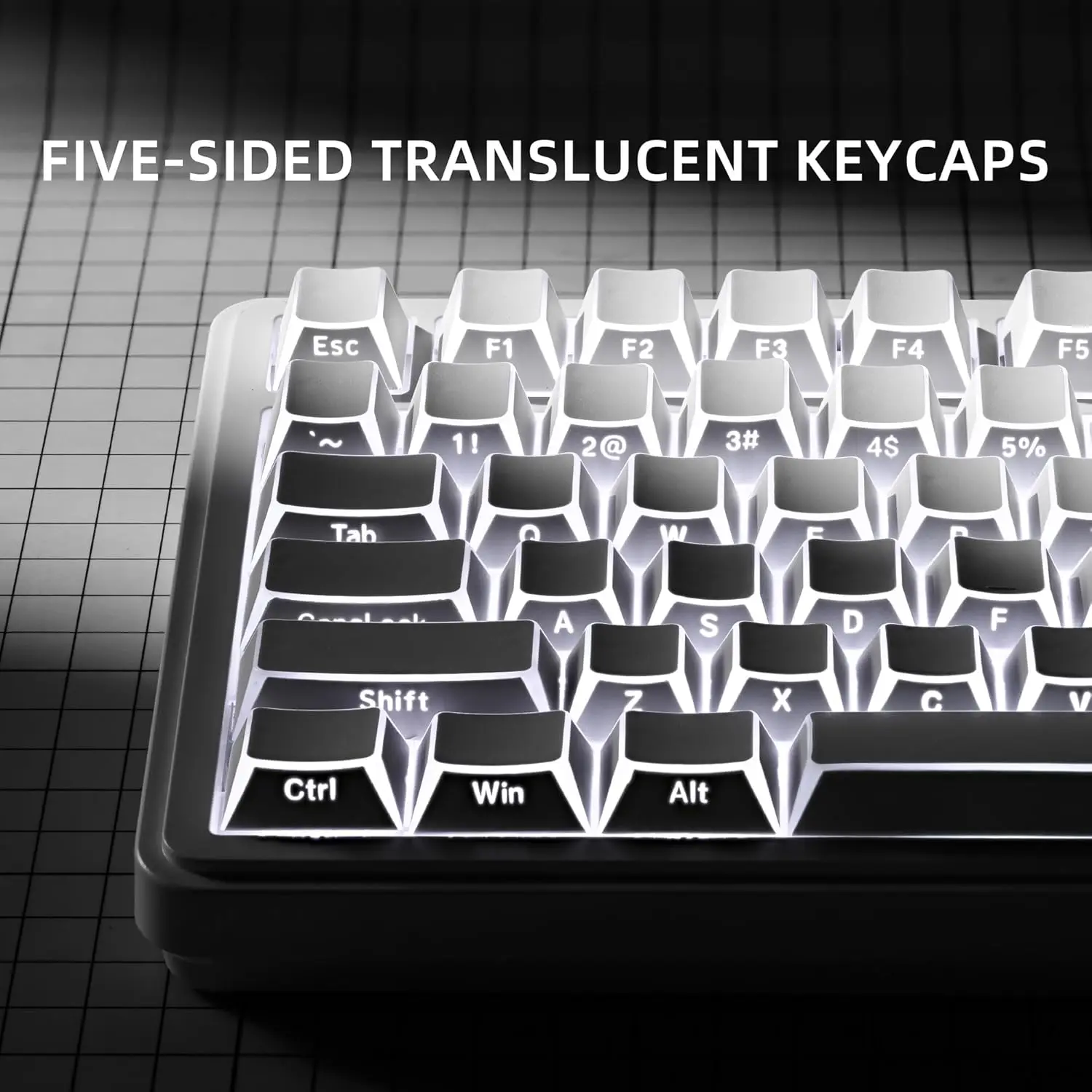 97-122 Keys Shadow Fold Dye Sub PBT Keycap Cherry Profile Side Printed Shine Through Keycaps for MX Switches Gaming Keyboard