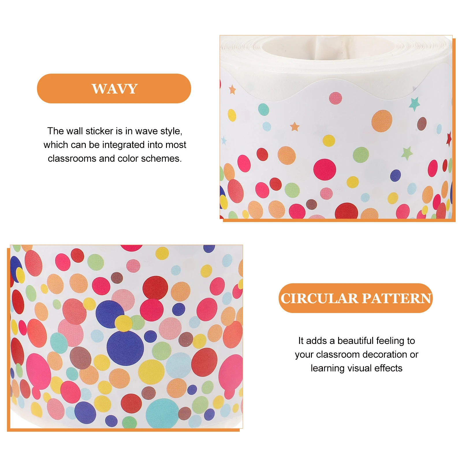 ملصق ذو حافة متموجة، ملصقات نشرة حدود السبورة لتزيين حدود السبورات النقطية