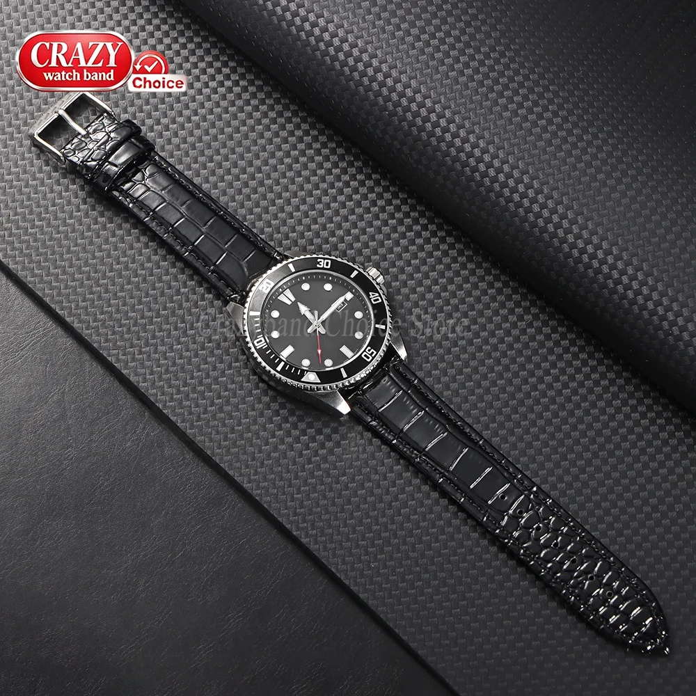 Leder-Uhrenarmband mit Eidechsenmuster, 18 mm, 20 mm, 22 mm, Business-Universal-Armband für Herren und Damen, Ersatz-Uhrenarmband, Zubehör, Braun – Detail 7