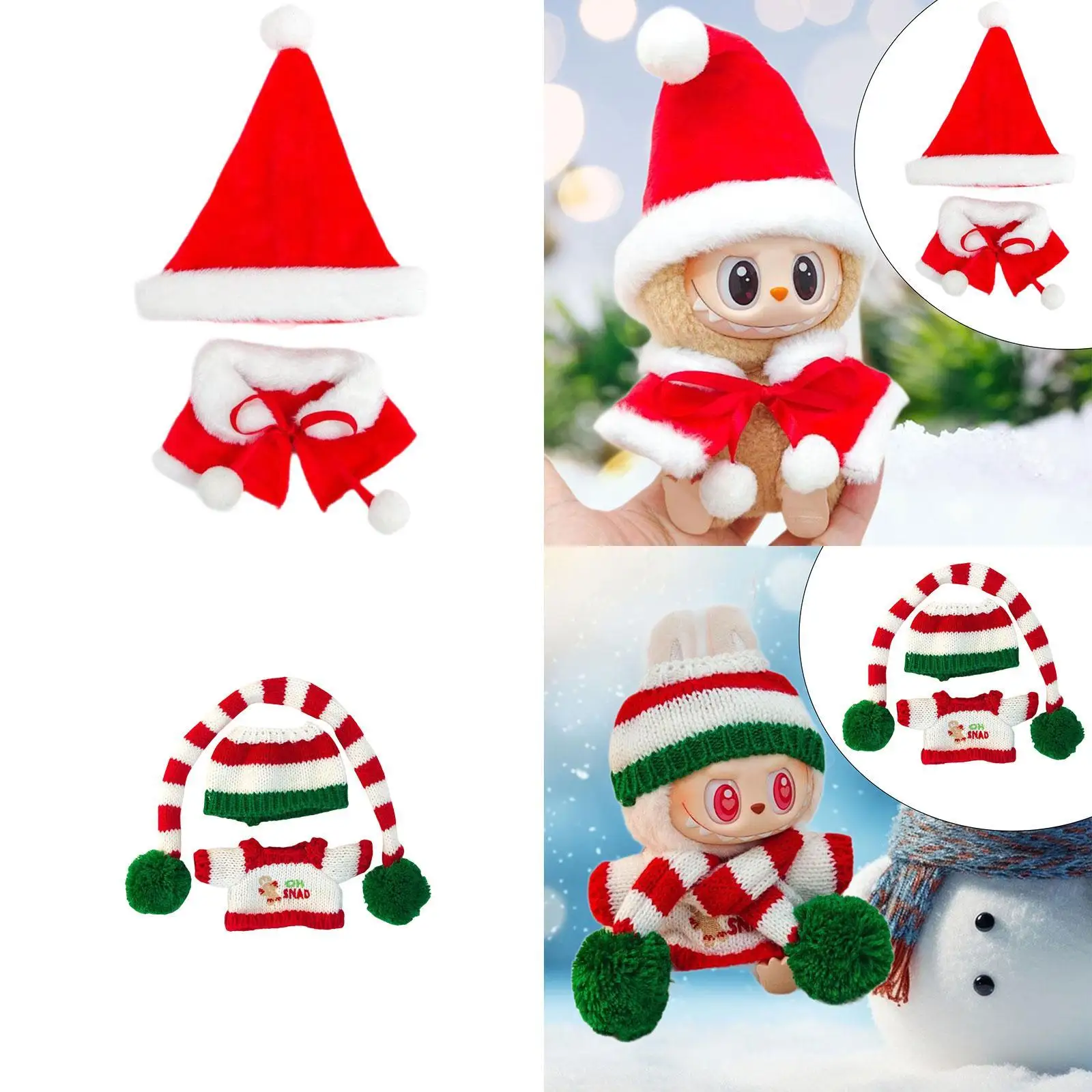 Pluche poppenkleertjes voor 15 cm-17 cm pop, schattig, zacht, kerstcadeau, pluche popaccessoires stijlvolle pop-outfit kerstkostuum