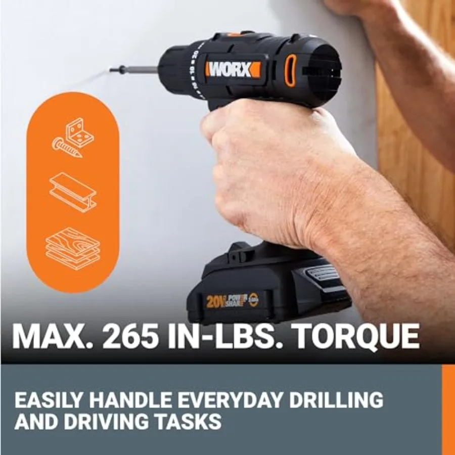 Cordless Drill Driver for home repair, lithium-ion battery, black, 20V 3/8-Inch 84-Piece Kit with LED light and dual-speed cont