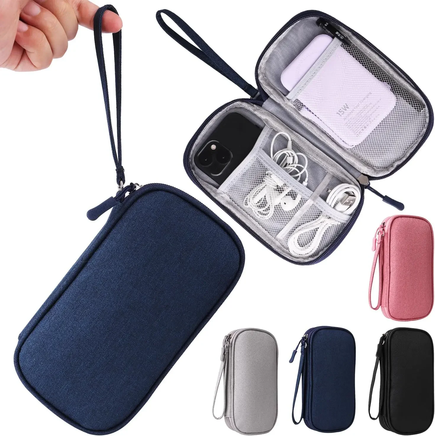 Data Cable Storage Bag Waterproof Portable Carry Case Multi-Layers Storage Bag Travel Organizer Bag for Cable Cord USB Charger