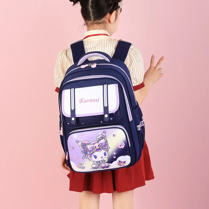 Sanrio Kulomi Cartoon Nuova borsa da scuola per studenti antispruzzo Ragazza carina Zaino per bambini semplice e leggero di grande capacità