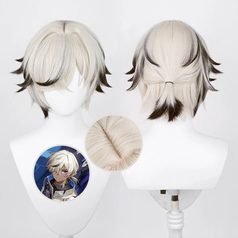 Game Honkai: Star Rail Arlan Cosplay Wig Colour Mixture Gradients Short Hair Heat Resistant Synthetic Halloween Party Props