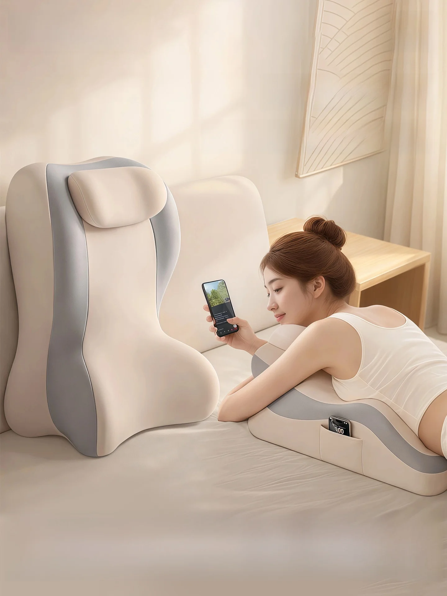  Person Multifunctional Lazy Pillow Bed Headrest Pad for Sleeping on Belly Mobile Phone Pillow Semi-Lying Essential Tool