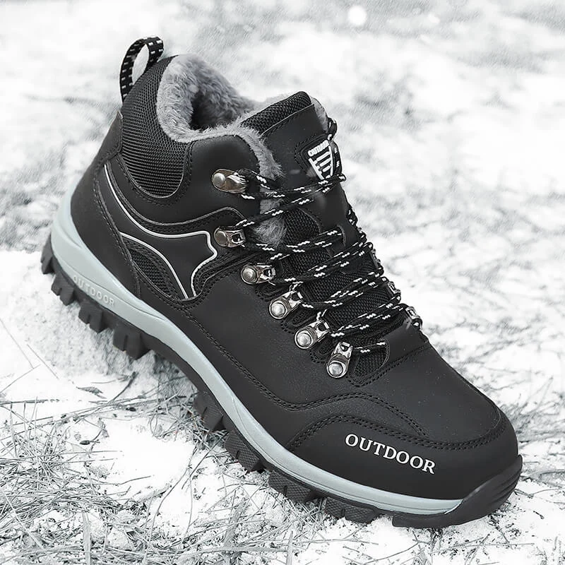 

Winter Men Ankle Outdoor Trekking Leather Hiking Boots Mountain Shoes Tracking Plush Warm Professional Botas Senderismo Hombre