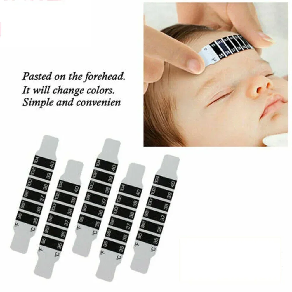 10pcs Forehead Head Strip Thermometer Water Milk Thermometer Fever Body Baby Child Kid Test Temperature Sticker Baby Care