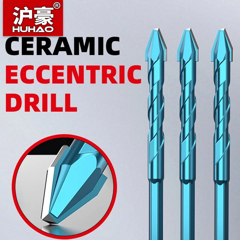 HUHAO 1/3/5/10PCS High Hardness Eccentric Drill 6mm12mm Shank Tile Bit Blue Spade Drill Bit Set Cordless Drill Power CNC Tools