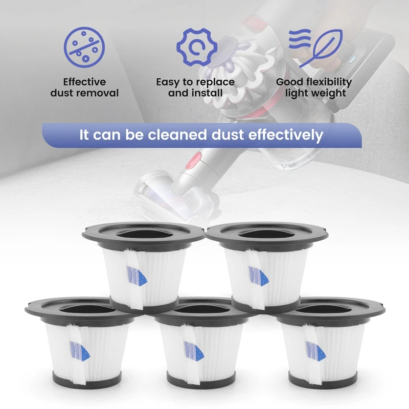 5 ชิ้นเปลี่ยนแผ่นกรอง Hepa สําหรับ Dibea C17 T6 T1 ไร้สายเครื่องดูดฝุ่นชิ้นส่วน