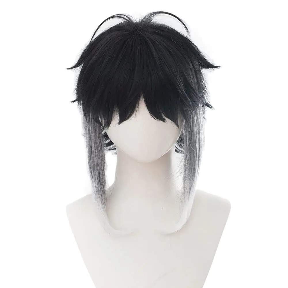

Anime Ryūnosuke Akutagawa Ryunosuke Akutagawa Wig Black and White Short Curly Party Hair Halloween Cosplay Props Accessory
