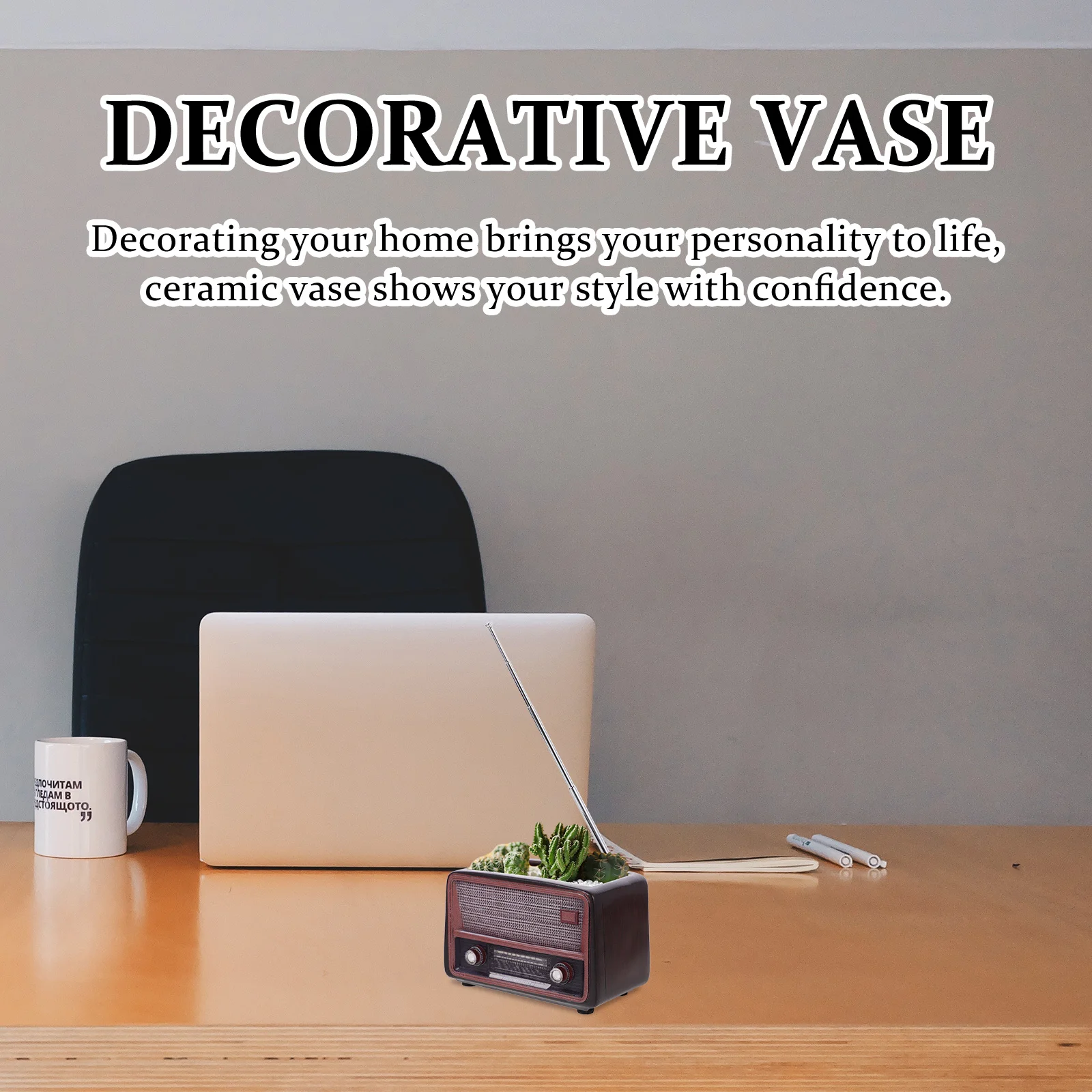 

1Pcs Retro Radio Shaped Resin Flowerpot Creative Desktop Planting Container Decorative Garden Pot Adornment Radio Flowerpot