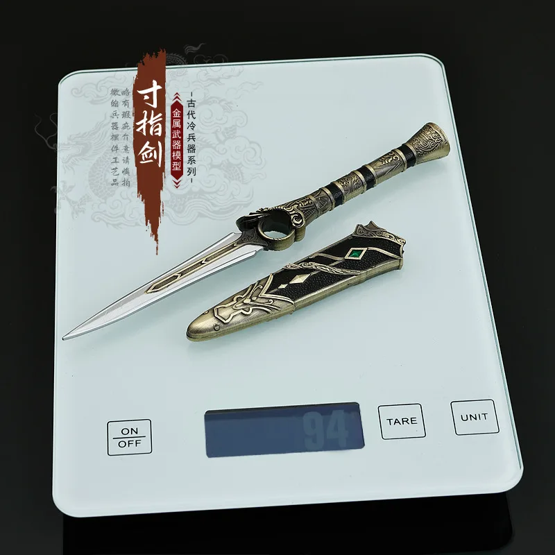 لعبة الرسوم المتحركة في نهر الظلام المحيطة بأسلحة يدوية معدنية كاملة نموذج بوصة سيف الإصبع 22 سنتيمتر مع غمد لعبة السيف الحلي