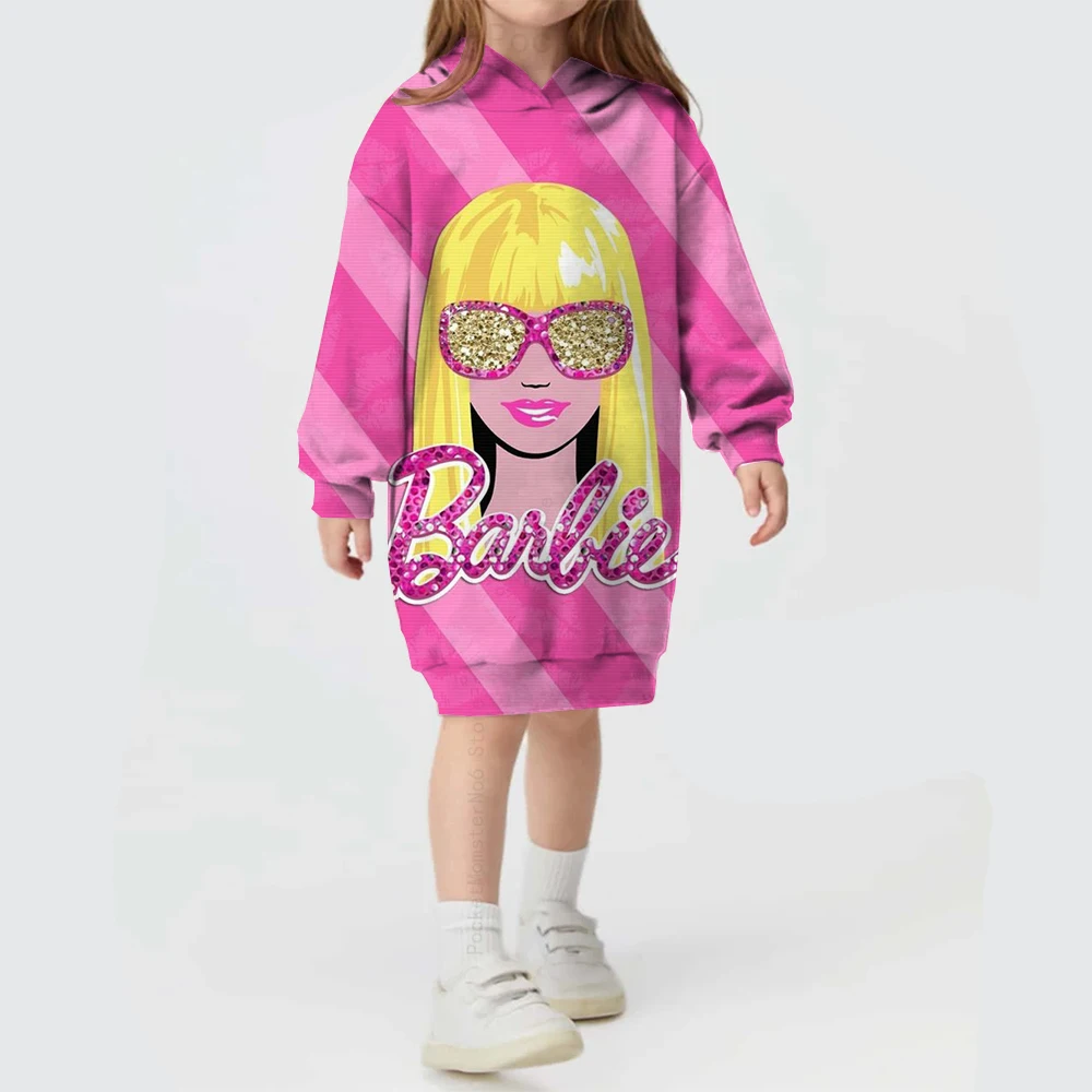 New Christmas gift children's sweater dress girls Barbie Princess print autumn and winter cute comfortable hooded dress