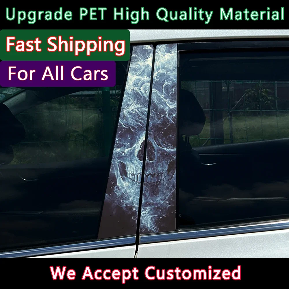 2Pcs/set Zombie Eyes Halloween Auto B-pillar Stickers Car Center Column Decoration Cover Scratches Waterproof Decals Accessories