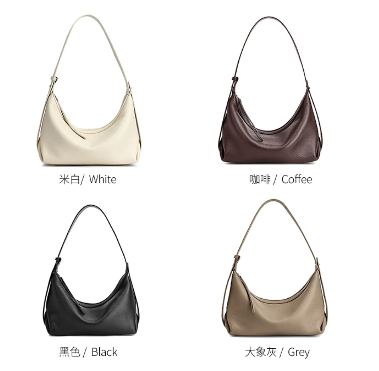2026 New Genuine Leather Armpit Bag for Women Casual Crossbody Shoulder Bag Lightweight Tote Handbag Daily Work Commute Travel