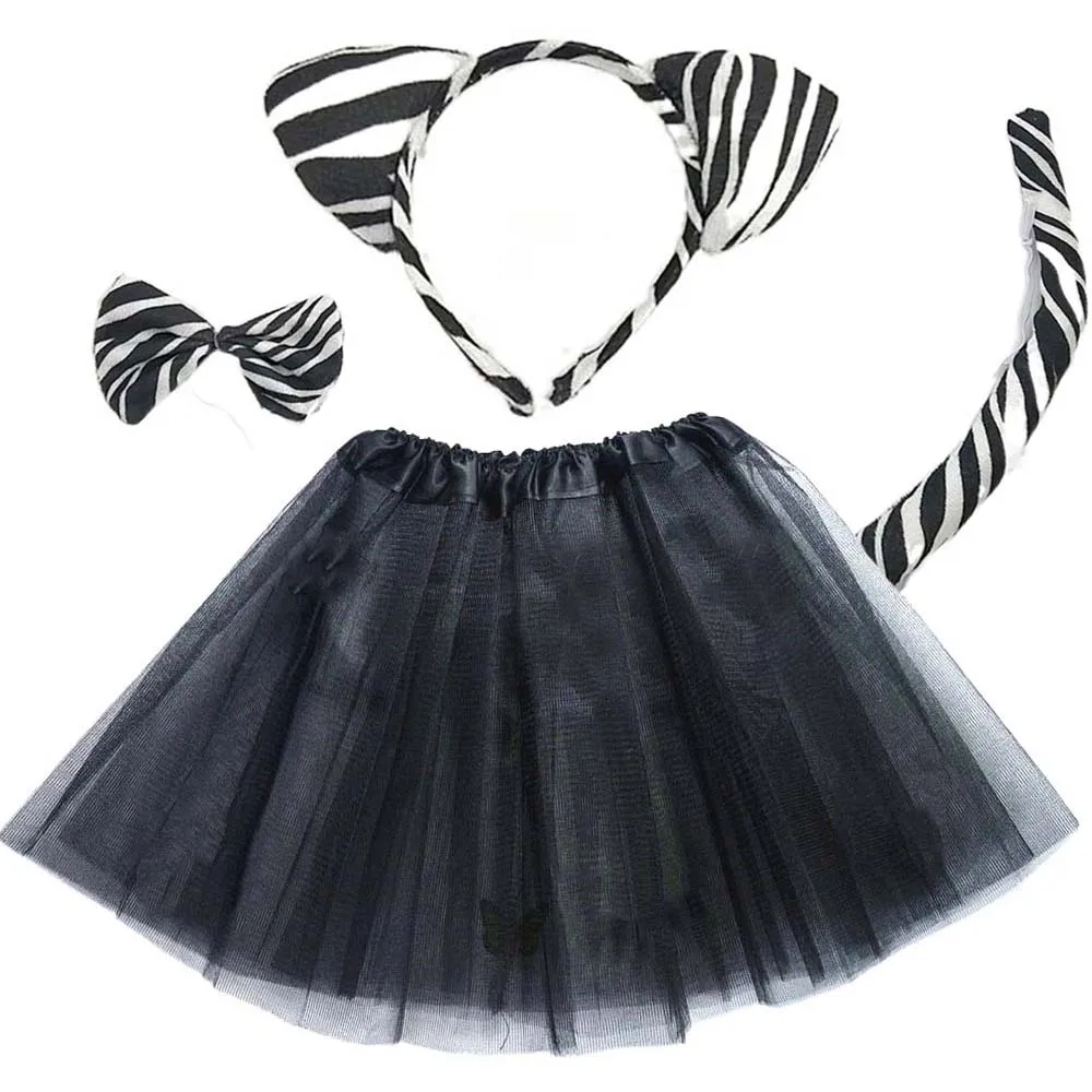 Animals  Children  Headband Tutu Skirt Tail Bow Kids  Girl Party Props Elephant Tiger Fox     Halloween Costume Cosplay