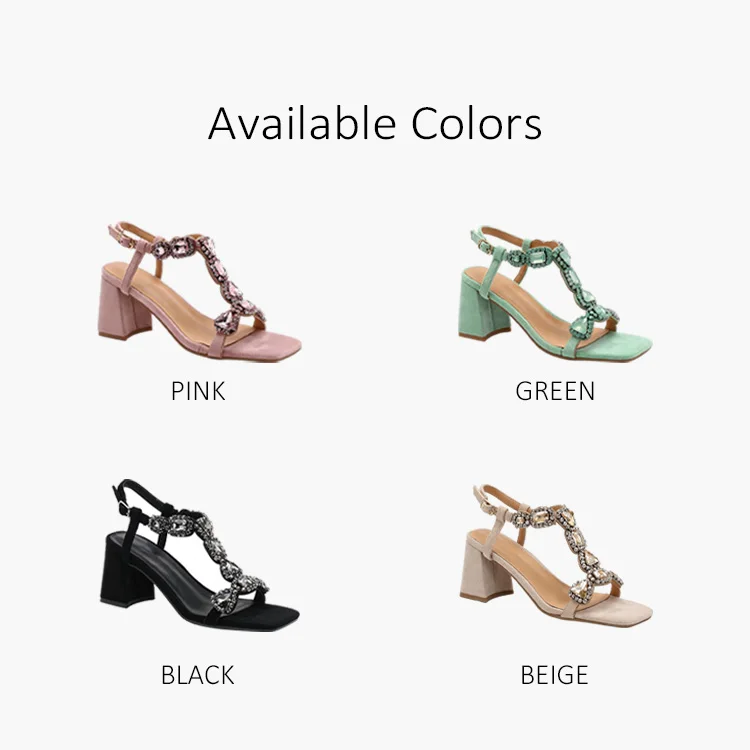 Trendige Kristallverzierte Blockabsatz-Sandalen – Ihr Glanz für jeden Sommeranlass – Detail 1
