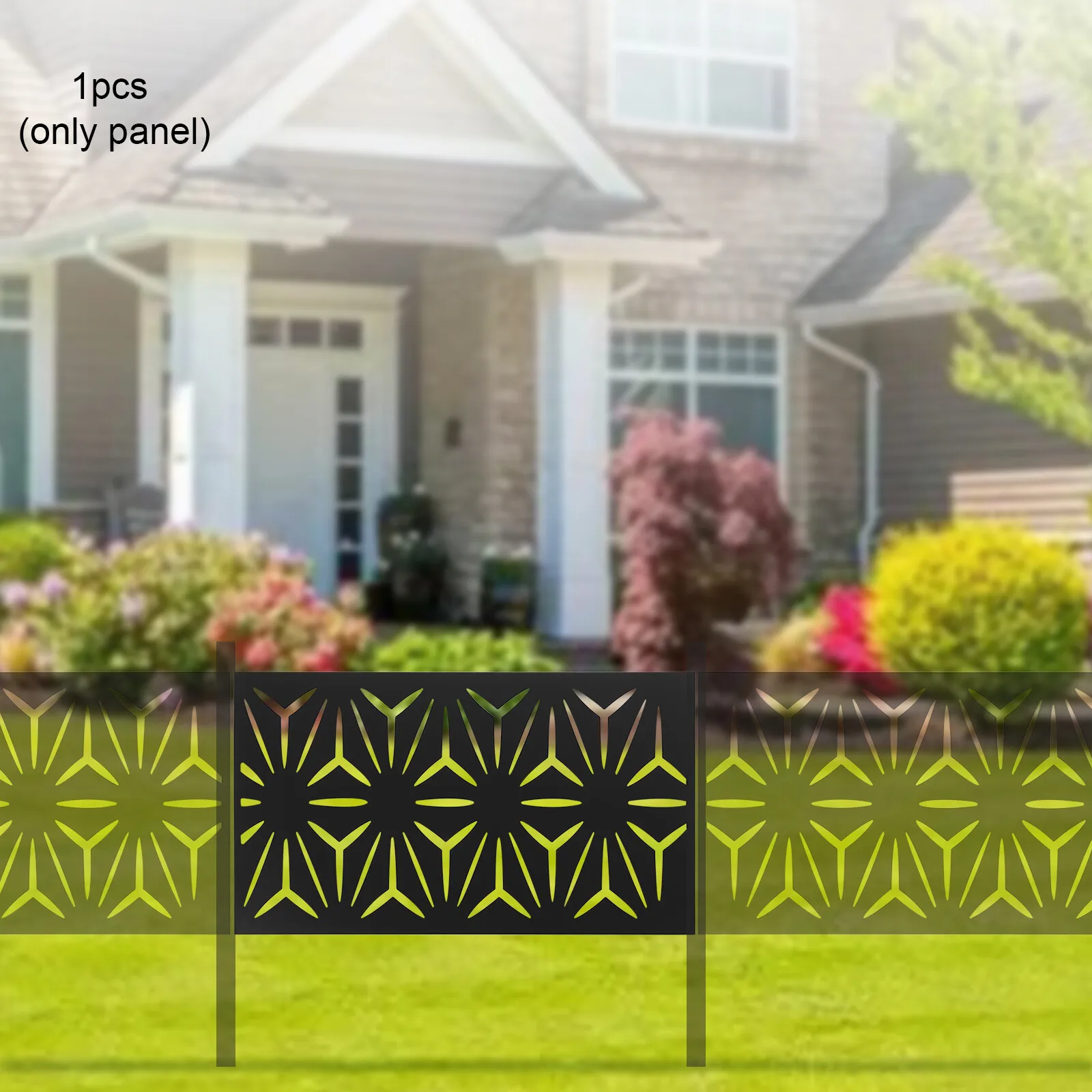 Steel Outdoor Decorative Indoor Privacy Screen Panel Laser Cut Privacy Screen Black 60*117cm