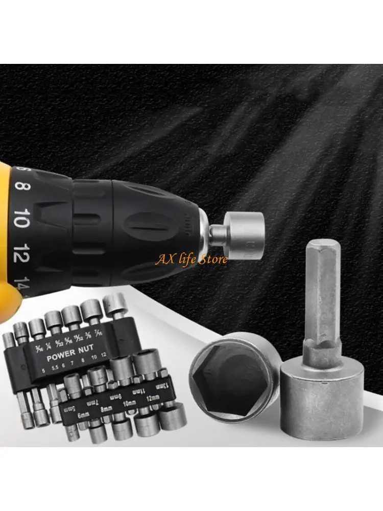 

J2HA 9/14Pcs Hexagonal Handle Power Nut Driver Drill Bit Socket Wrench Screws Sleeves