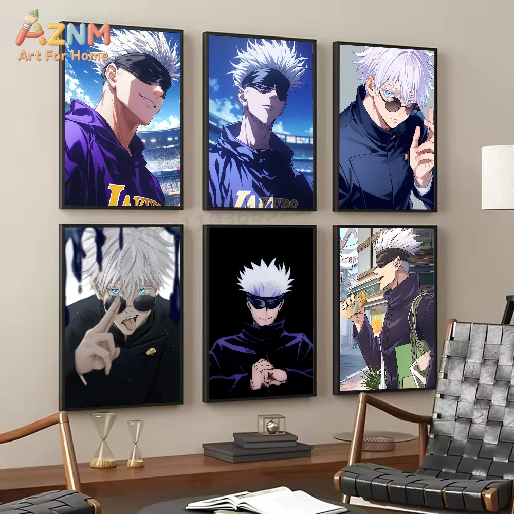 AZNM Jujutsu Kaisen Satoru Gojo Anime-Leinwandgemälde, ungerahmter Wanddruck, Manga-Charakter-Poster, Teenager-Schlafzimmer, Wohnzimmer, Zuhause, D
