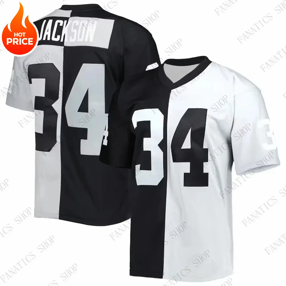 24-25 New Fashion Newest Arrival Summer Bo Jackson Raiders Player Rugby Jersey #34 Training Jersey Rugby Uniform for Adult&Kid