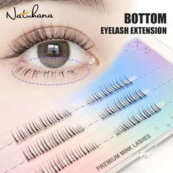 NATUHANA Individual Natural False Lower Eyelashes V Shaped Bottom Lash Extensions DIY Cluster Under Eye Lashes