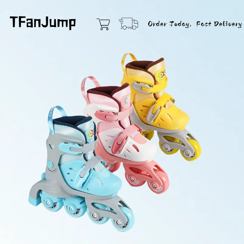 

TFanJump Kids Quad Roller Skate Roller Skates 3-Point Balance Roller Shoes for Girls Boys with Adjustable Size Double Brakes