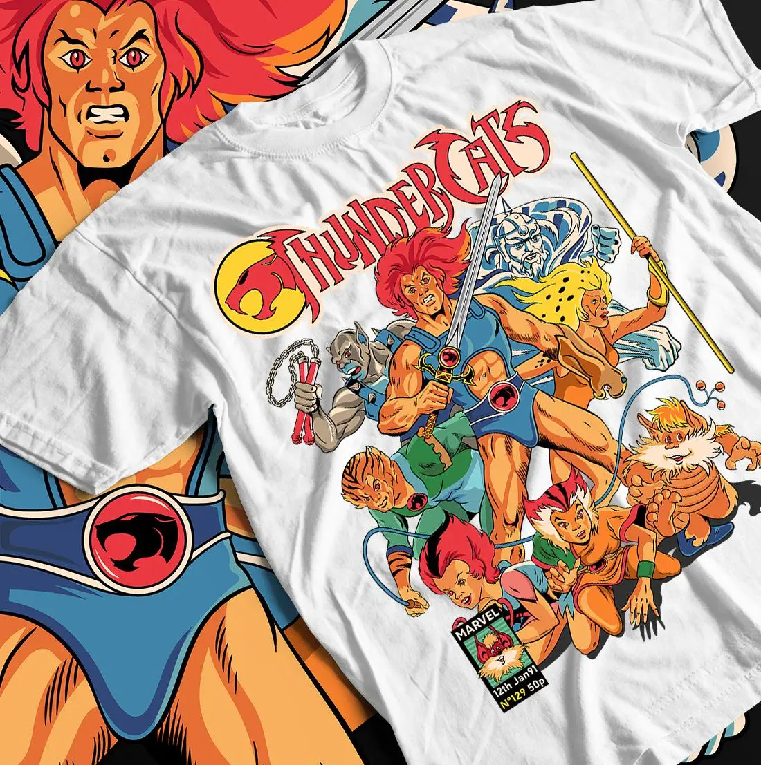 Regalo de anime ThunderCats, camisa de anime, camisa de anime, camiseta con patrón de anime, top de moda suelto de algodón de verano para hombres y mujeres