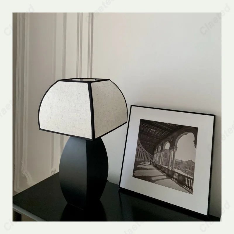Modern Simple LED Fabric Lampshade Table Lamp Living Room Study Bedroom Decorative Atmosphere Lighting Lamps