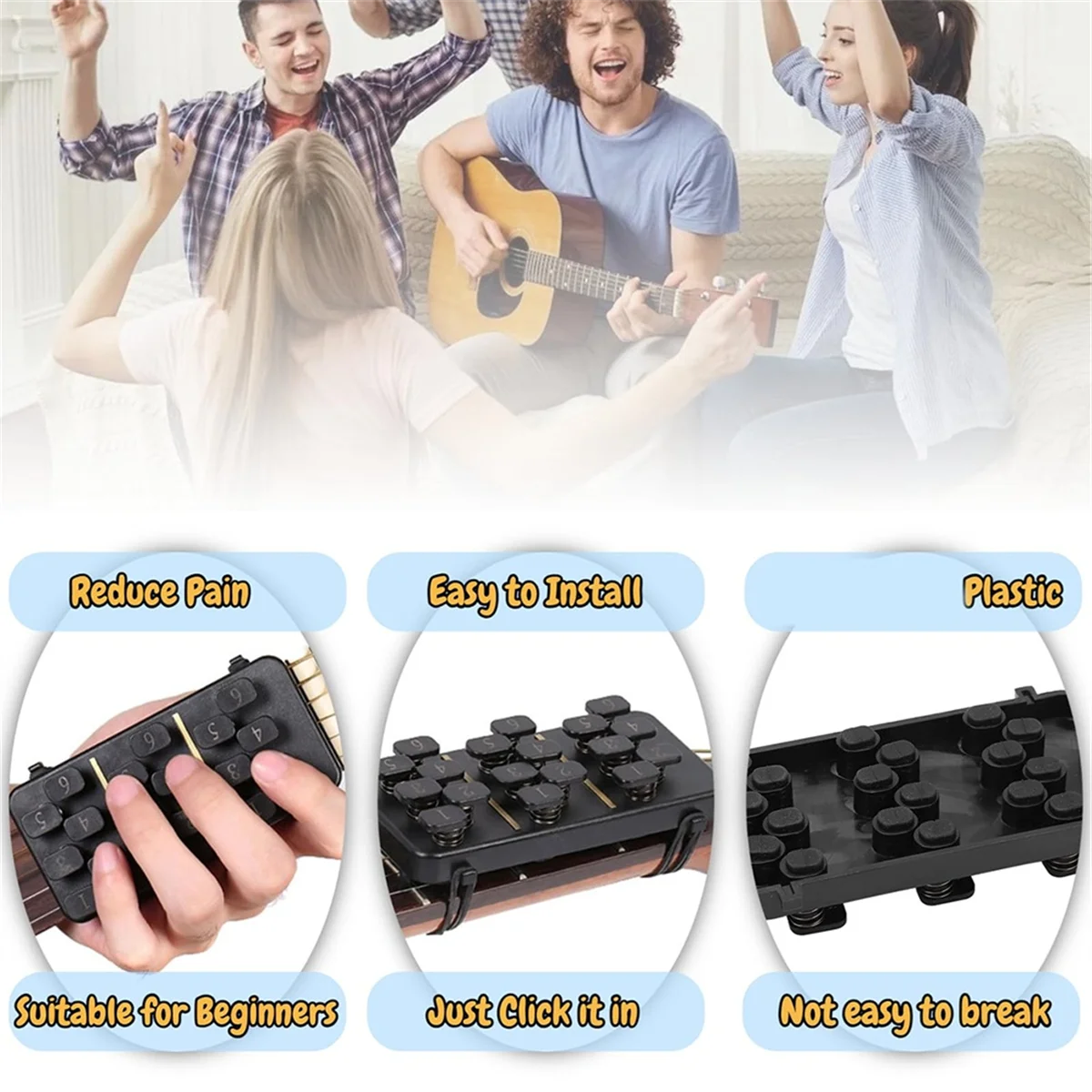 

YQJ-tGuitar Chord Trainer Tool Learning System Assist Finger Teaching Aid Fits for Beginner Guitar Teaching Aid