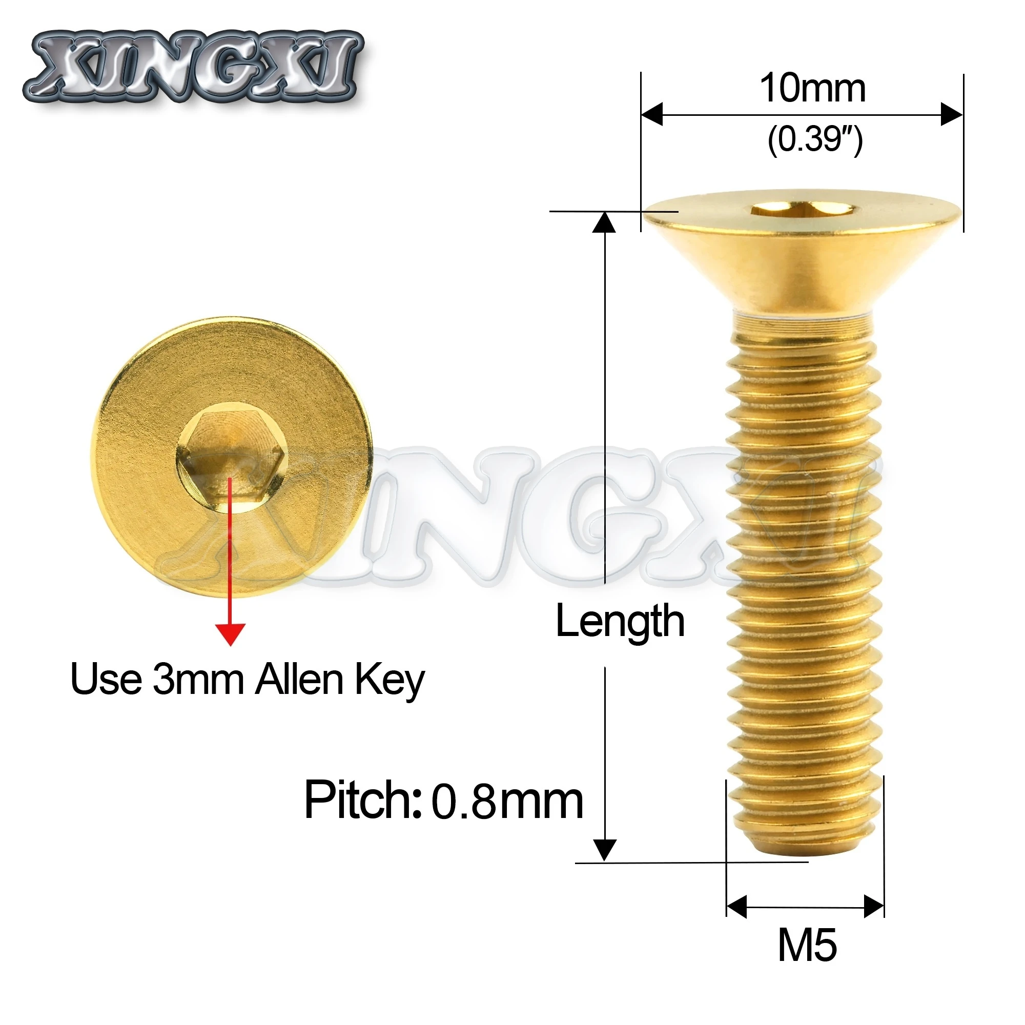 Xingxi Titanium Ti M5x10 12 15 20 25 30mm Allen Key Flat Countersunk Head Screw Bolt