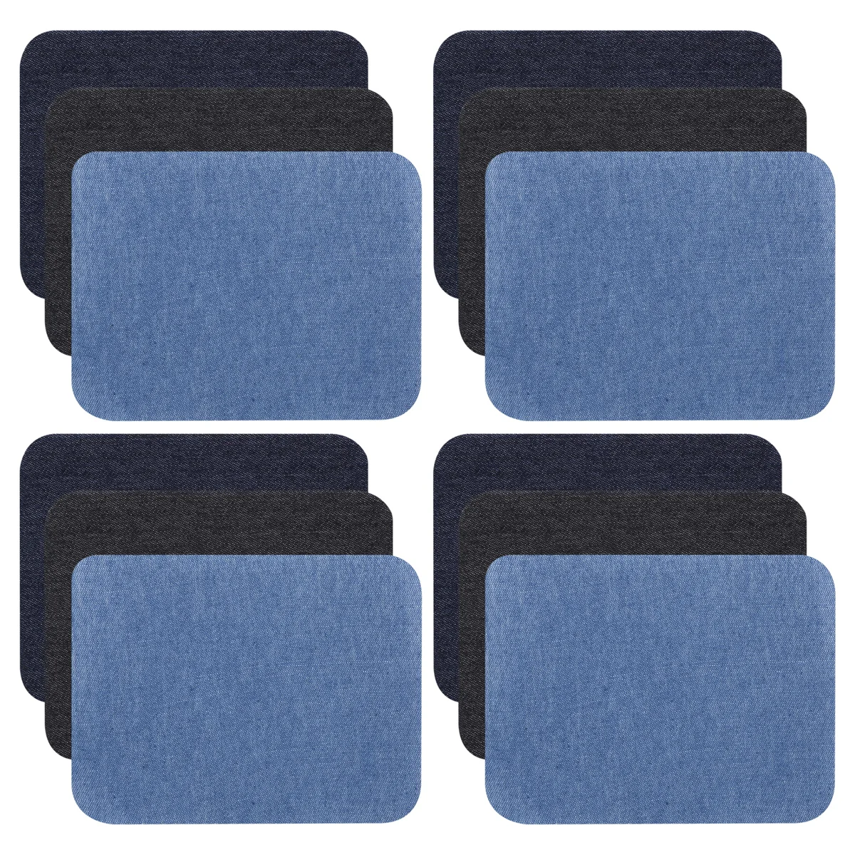 Iron On Denim Patches For Clothing Jeans 12 Pcs, 3 Colors (4.9 inch X 3.7 inch)